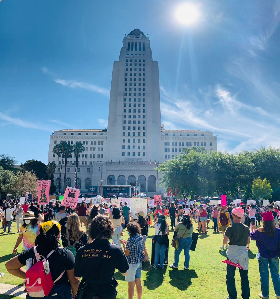 The March for Reproductive Rights at Pershing Square in Downtown, Los Angeles.