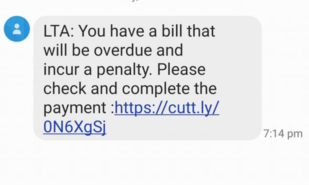 LTA bill overdue sms scam