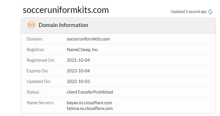 Soccer uniform kits whois record