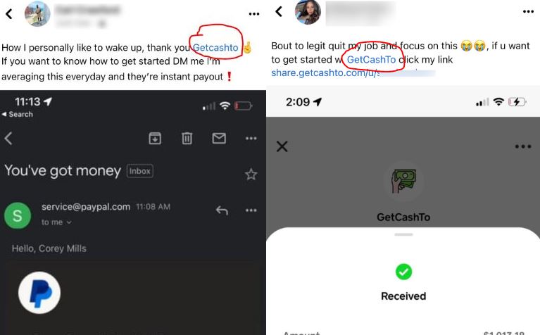 fake Getcashto payment proofs