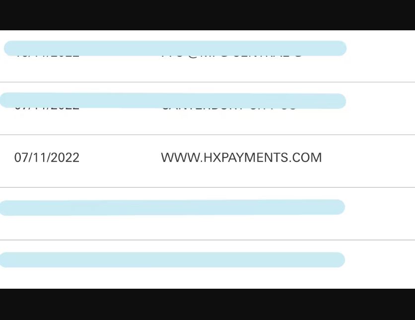 HXPayments on bank statement