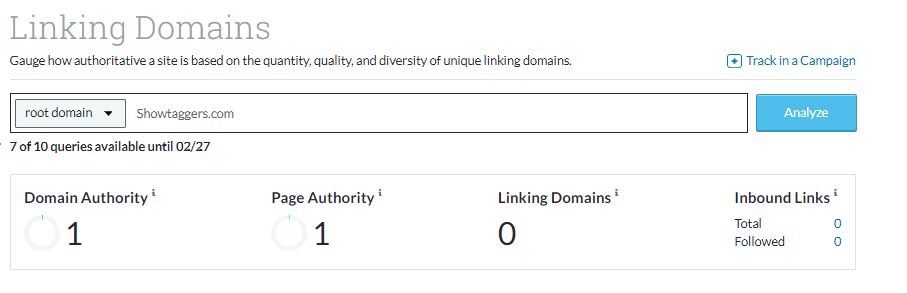 Showtaggers domain authority