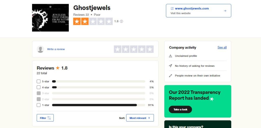 Ghost Jewels Trustpilot