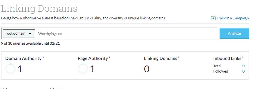 Worthying domain authority