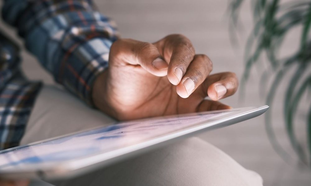 man with tablet