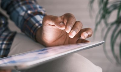 man with tablet