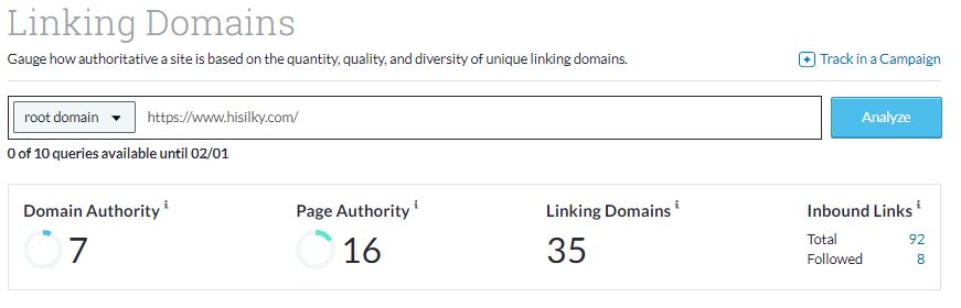 Hisilky domain authority check