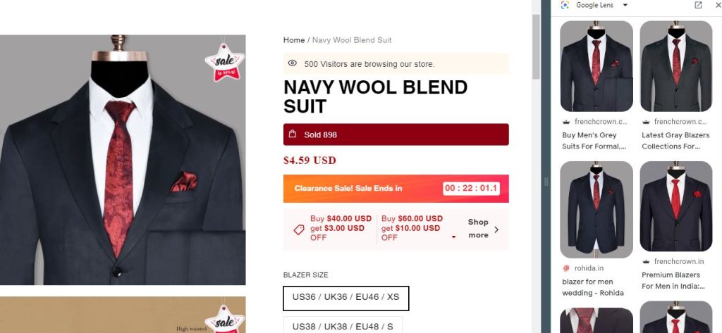 Worthying suit image was stolen from another website