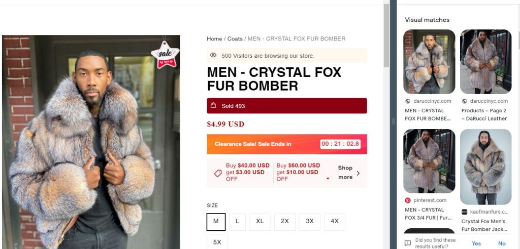 Worthying Men crystal fox fur bomber image was stolen from another website