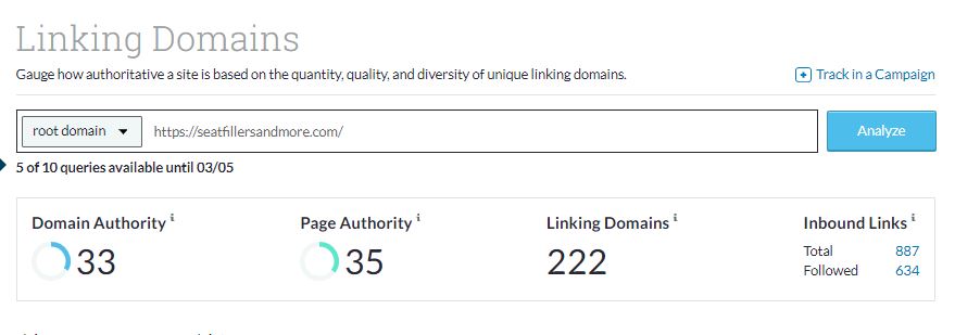 Seatfillers and more domain authority checker