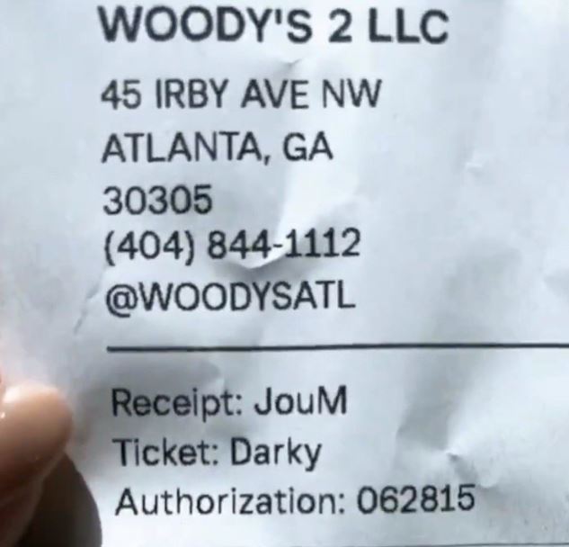 Woodys receipt