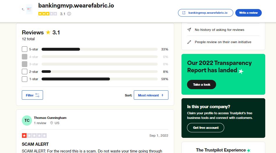Wearefabric.io trustpilot review