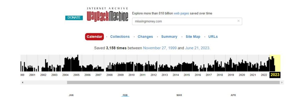 Missingmoney.com wayback machine